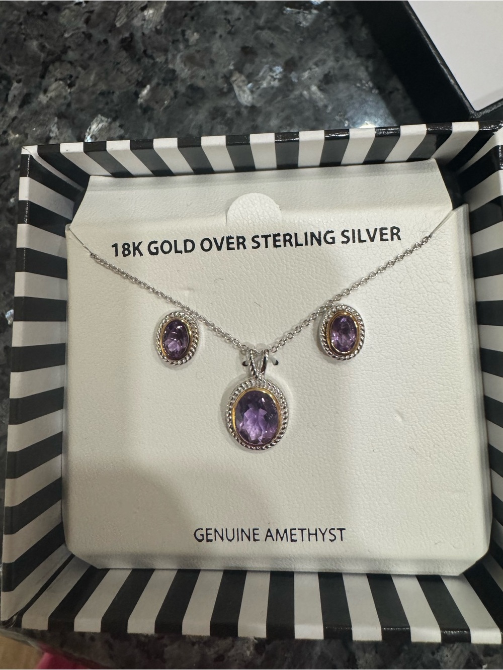 Necklace and earring set. 18k gold over sterling silver. New in box